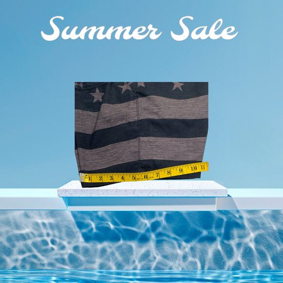 Hurley Swin Board Shorts Gray Stars Stripes American Phantom Drawstring Size S - Picture 9 of 12